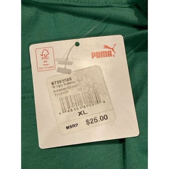 NEW Puma Women’s Christmas ‘Ugly Sweater’ Tee T-shirt Green Size XL - Picture 4 of 13